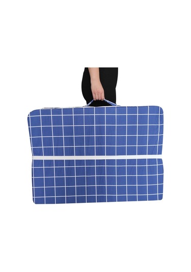 Katlanır Yatak Yer Yatağı Sünger Yatak Tek Kişilik 80x180 Mavi Pano 7 Cm