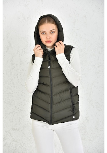 Wapp Unisex Haki Mikro Jel Dolgu Çıkarılabilen Fermuarlı Kapü Çok Renkli