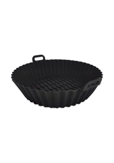 Digithome Yanmaz Yapışmaz Silikon Kulplu Airfryer Kalıbı 20 Cm Siyah Thn75823 Siyah
