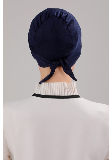 Tesettür Geçmeli Bağcıklı Viskon Likralı Bone Lacivert Lacivert