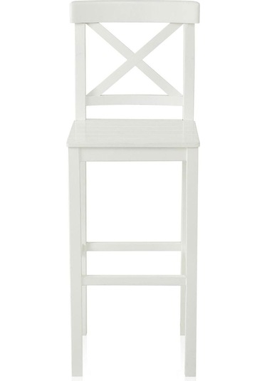 Alaçatı Ahşap Bar Sandalyesi Beyaz