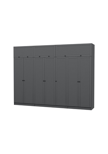Kale 7 Mebran Panjur Kapaklı 2 Çekmeceli Dolap Ve Yüklük Antrasit 235cm Antrasit