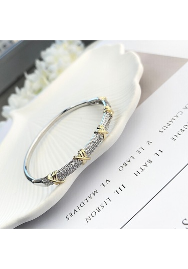 Xoxo Bileklik Kelepçe 316l Paslanmaz Çelik 19 Cm Çift Renk Gümüş