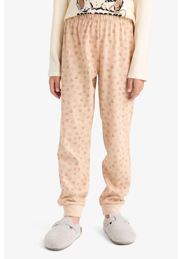 Defacto Kız Çocuk Regular Fit 2li Pijama Takımı Baskılı Uzun Kollu Üst Desenli Uzun Alt F6216a825wner103 Ekru