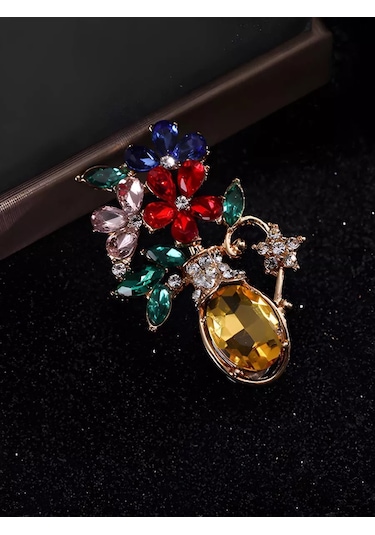 Bijoubijou Takı Broş Çiçekler 244262820 Altın Rengi