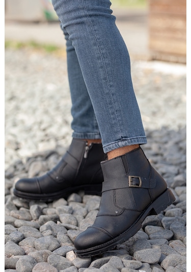 D804 Günlük Kürklü Soğuk Geçirmez Erkek Bot Siyah