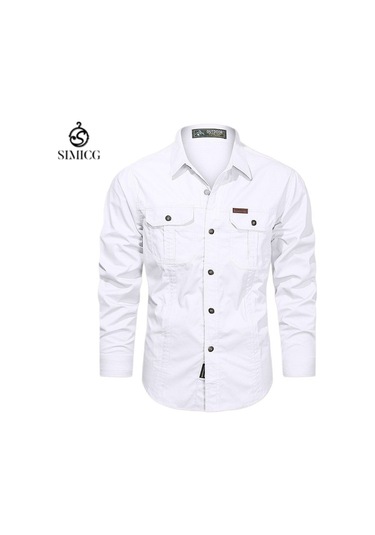 İlkbahar Ve Sonbahar İçin Uzun Kollu Erkek Gömlekleri, Günlük Ve Bol Kesim Erkek Gömlekleri Beyaz