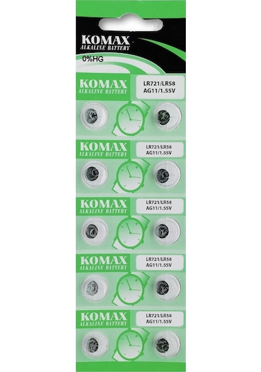 Komax Pil Düğme Ag11 Lr721 1.5v 10lu Paket