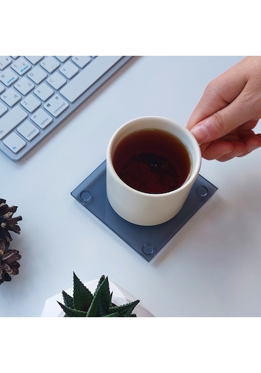 Decorita Cam Bardak Altlığı 4'lü Takım Füme 10 CM x 10 CM Füme