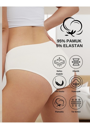 Alya Underwear Pamuklu Kadın Külot Slip Empirme Baskılı Yüksek Bel İç Çamaşırı - 5'li Paket - Lacivert Yeşil P22