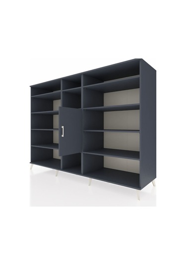 Kronos Dolap 12 Raflı Tek Kapaklı 220x59x163 Antrasit-antrasit Antrasit-antrasit