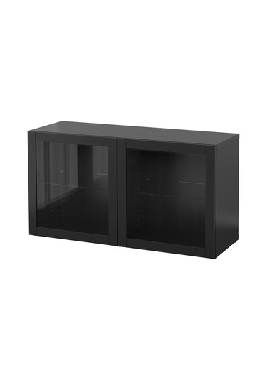 Raf Ünitesi, Venge-siyah-kahverengi-şeffaf Cam, 120x40x64 Cm, Sındvık Siyah