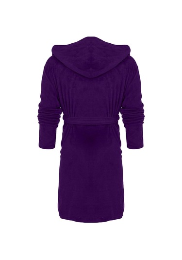 Erkek Uzun Kapşonlu Bornoz Uzun Tam Boy Gecelik Bornoz Sıcak Mavi