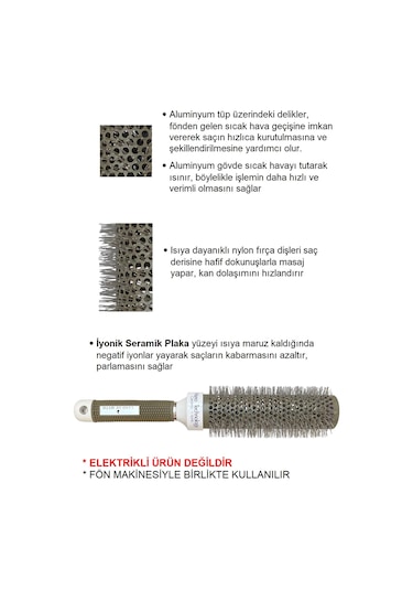 32 mm - Lom1312 Extra Uzun Gövde Salon Tipi Termal Fön Saç Fırças