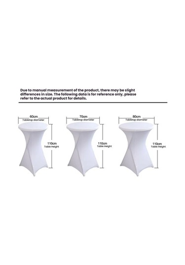 Sones Otel Düğün Dekorasyonu İçin Kokteyl Bar Masa Örtüsü Streç Polyester Ziyafet Yuvarlak Masa Örtüsü, Boyut: 70x110cm Beyaz Beyaz