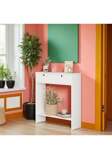 Robin Home Queen Dresuar Hol Antre 80 Cm 2 Kapaklı Beyaz Beyaz