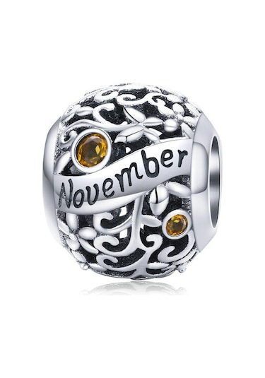 Bamoer Gerçek 925 Ayar Gümüş Boncuk Charm Fit Bilezik Birthstone Kolye November