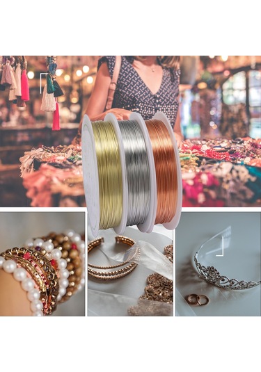 Xiyyadms 0.5mm Paslanmaz Bakır Tel - 7m Dıy Takı Yapımı İçin Esnek Ve Dayanıklı Kolye, Bileklik Teli 3 Renk Seçeneği Gümüş