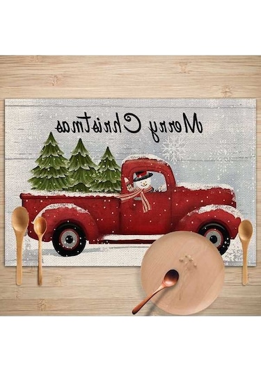 Flybuy Xıxun Ülkesi Tarzı Retro Placemat Placemat Noel Mat Masa Keten Batı Avrupa Anti-kirli Amerika 5 Gx Çok Renkli