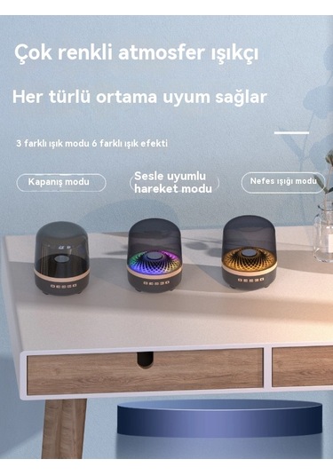 Masaüstü Renkli Rgb Işıklı Cam Kristal Kablosuz Bluetooth Hoparlör