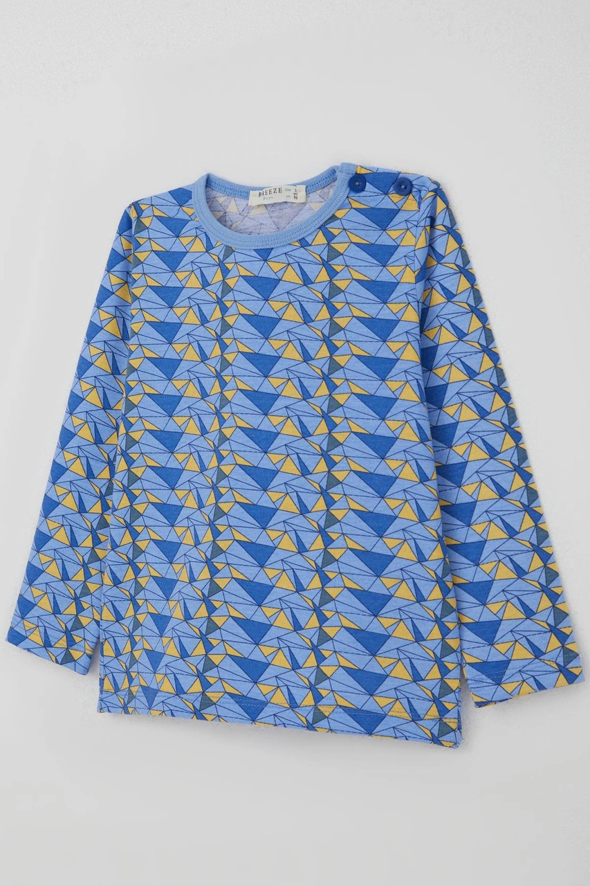 Breeze Erkek Bebek Pijama Takımı Renk Üçgeni 9 Ay-3 Yaş, Açık Mavi Açık Mavi