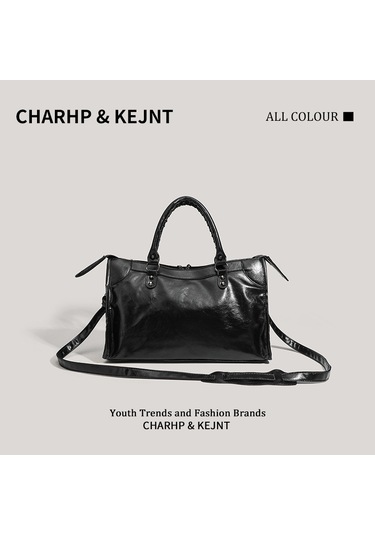 Charhp&kejnt Perçin Motosiklet Çantası Baidu Moda Omuz Askılı Çanta Kadın Siyah