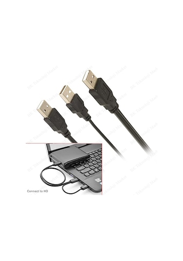 2 In 1 Harici Disk Hdd Usb Y Splitter Kablo 3Xusb Kablo
