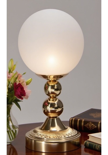 Cam Abajur Matal Gövde Dekoratif Aydınlatma Beyaz