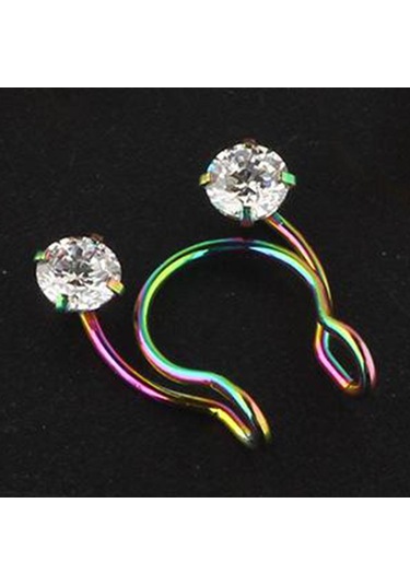 Suntek Paslanmaz Çelik Burun Halkası 8mm Döngü Çember Renkli Çok Renkli