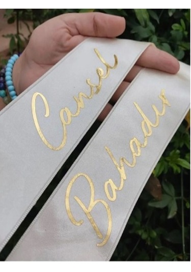 Gelin Damat Isimli Tören Takı Kurdelesi 2 Adet B-37