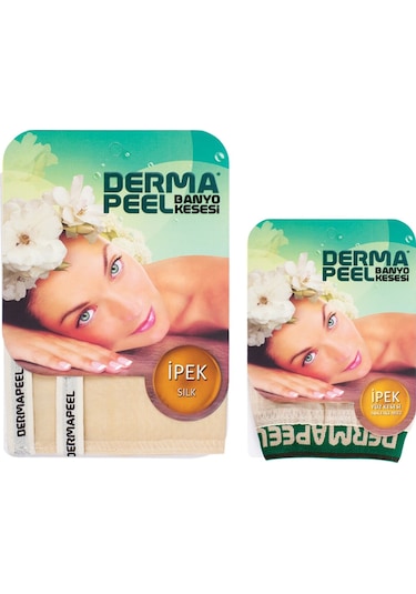 Dermapeel Doğal İpek Banyo Kesesi + Doğal İpek Yüz Kesesi Set Krem