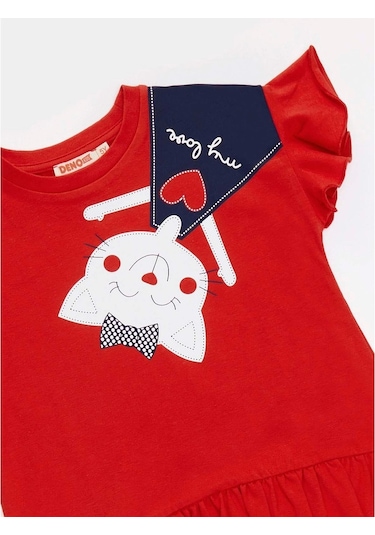 Denokids Yaramaz Kedi Kız T-Shirt Tayt Takım Çok Renkli