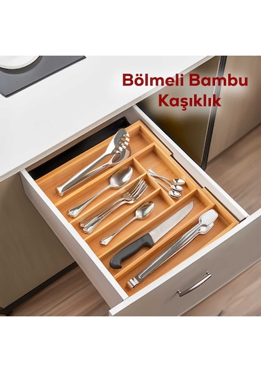 Porsima M9263-55 Ölçü Ayarlı 5-7 Bölmeli Bambu Kaşıklık