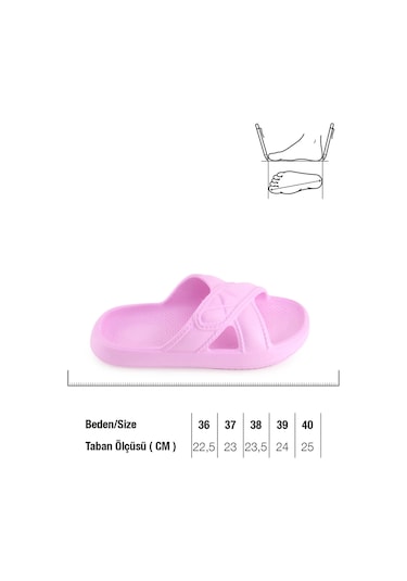 Gezer Kadın Yazlık Eva Islak Zemine Uygun Ev Bahçe Banyo Terlik Pembe
