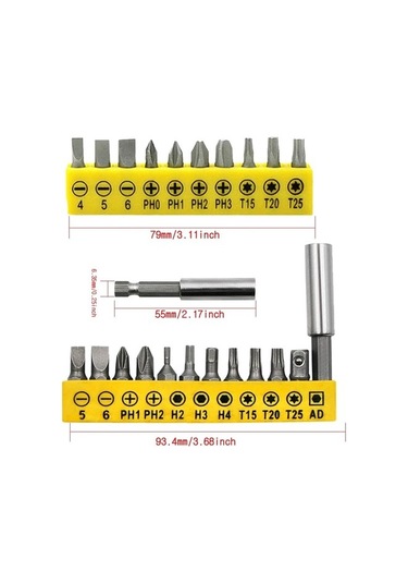 11 Adet 25mm Tornavida Ucu Seti Çok Fonksiyonlu Çok Yönlü Tornavidalar Uzatma Çubuğu Alet Takımı Oluklu/ph/torx Çapraz Matkap Ucu Kafa T20 3919