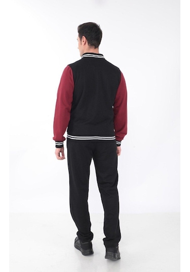 Erkek Kolej Ceket 3 Iplik Içi Fileli Kolej Ceket Siyah Bordo