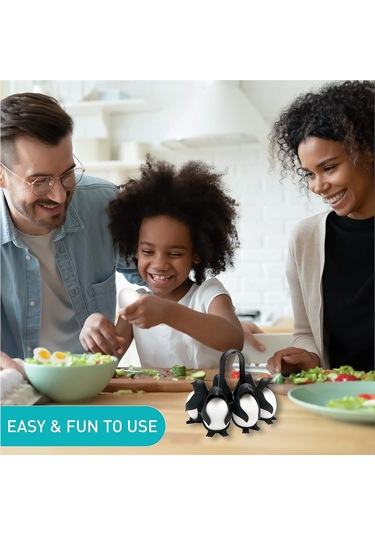 Konesam Penguen Şekilli Yumurta Pişirici, Yumuşak Ve Sert Pişirme Fonksiyonu, Ev Ve Partiler İçin, 1 Adet Siyah