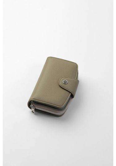 Cengiz Pakel Orta Boy Çıt Çıt Detaylı Kadın Cüzdan/portföy - 65300 - Haki 65300-haki