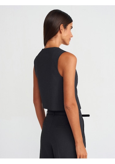 Dilvin 60562 Kısa Özel Dikim Yelek Antrasit