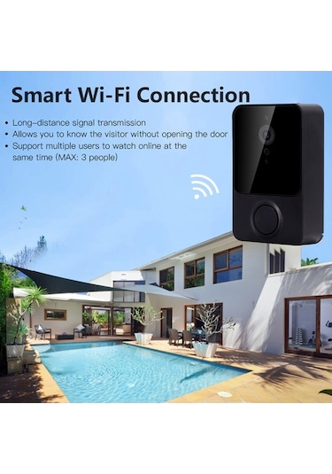Moly Kablosuz Akıllı Kapı Zili 480p Kamera Pır Hareket Algılama 2yönlü Ses Gece Görüş Beyaz Pır İle Güvenlik Kamerası