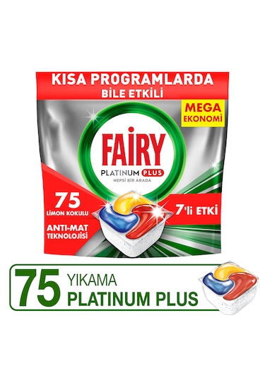 Fairy Platinum Plus Limon Kokulu Bulaşık Makinesi Deterjanı 75 Tablet