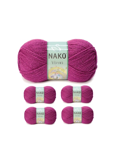 5 Adet Vizon Premium Akrilik El Örgü İpi Yünü Renk No:6964 Küpeli RYL-NWNKVZ6964-5