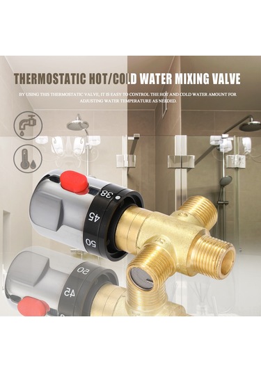 Banyo Ayarlanabilir Termostatik Karıştırma Vanası Pirinç Su Karıştırıcı Sıcak / Soğuk Su Karıştırma Sıcaklık Kontrol Vanası Ev Su Isıtıcısı İçin