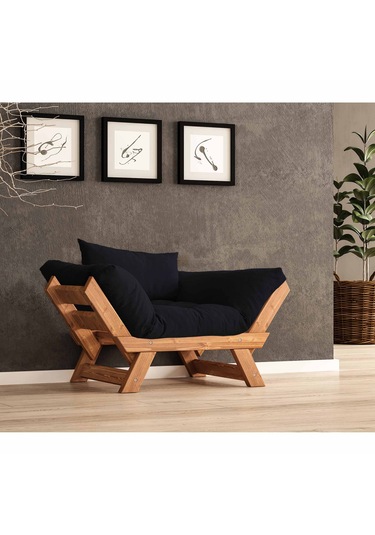 Woodesk Adalar Masif Tik-siyah Renk Berjer Cpt8159-140 Siyah