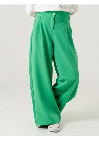 Kız Çocuk Çift Pileli Pantolon 2567 Yeşil