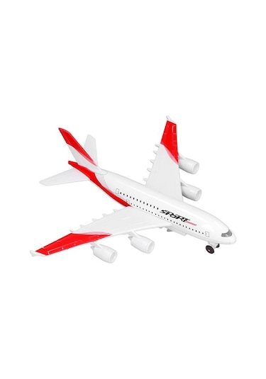 Ctoys Çek Bırak Metal Yolcu Uçağı Işıklı Sesli Kırmızı A3806a