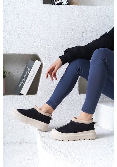 D436 Kadın Soğuk Geçirmez Kışlık Bot Siyah