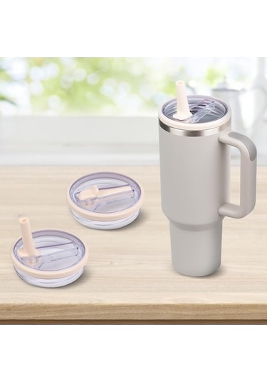 Fastbuy Stanley 40oz Şeffaf Hasır Kapak Yedek Parçaları 4 Adet Beyaz Set, Beyaz Beyaz