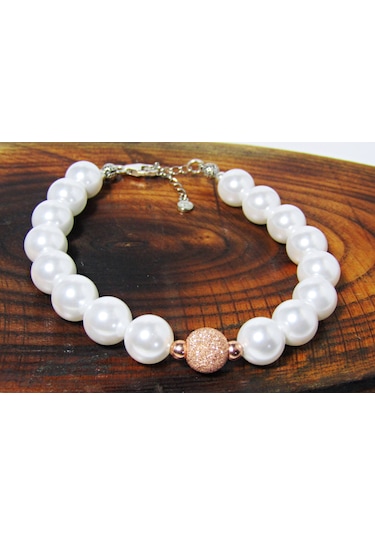 Lilahgümüştr Gümüş Dorika Toplu Yuvarlak İnci Kadın Bileklik