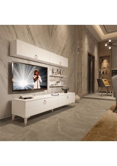 Decoraktiv Eko 5 Mdf Std Gold Tv Ünitesi Tv Sehpası Beyaz